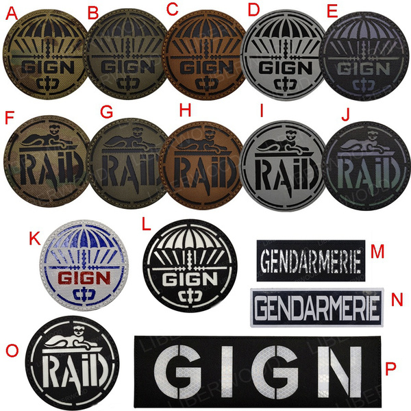 16 Styles IR Infrared GIGN RAID France Gendarmerie Hook Loop Patch  Reflective Patch French Tactics Armband Applique Shoulder Badge