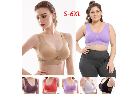 S-6XL large size mesh without steel ring sports bra ladies yoga running  shockproof sports underwear