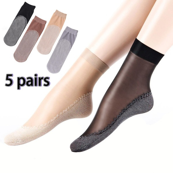 Sexy Short Stockings Women's Cotton Bottom Anti-snagging Durable Thick ...