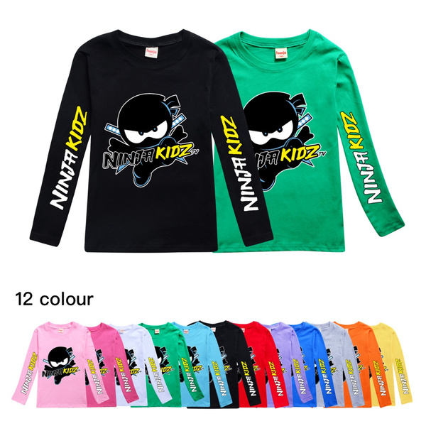 Ninja Kidz Childrens Tops T-shirt Boys Tees Girls Cotton Long Sleeve T- shirts