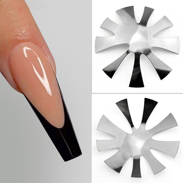 9 Size Almond Shape Easy French Smile Cut V Line Tips Manicure Edge Trimmer Manicure Nail Art Tool Acrylic French Nails Wish