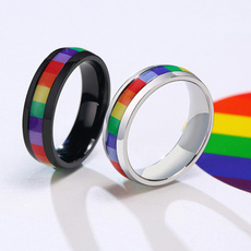 Steel, rainbow, Jewelry, lesbianring