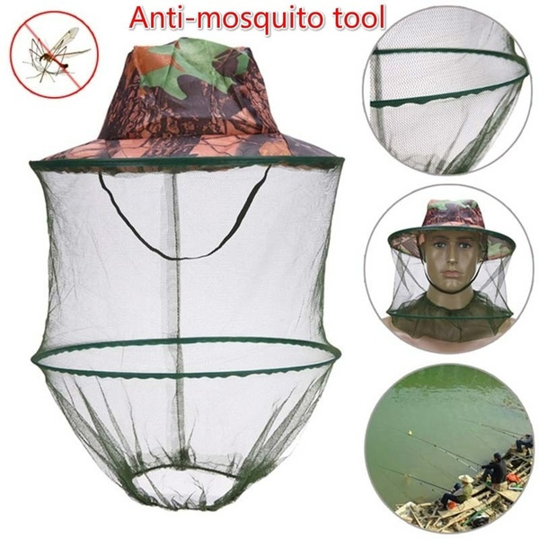 Camouflage Anti Mosquito Fishing Hat With Net Mesh Head Cover Fisherman Hat Beekeeping Camping Mask Face Protect Caps Wish