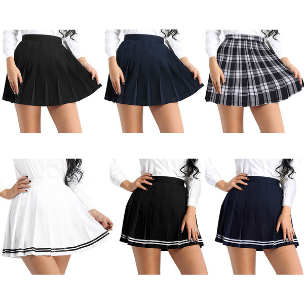 Women's Girls School Uniforms Japanese High Waist Pleated Mini Skirt ...