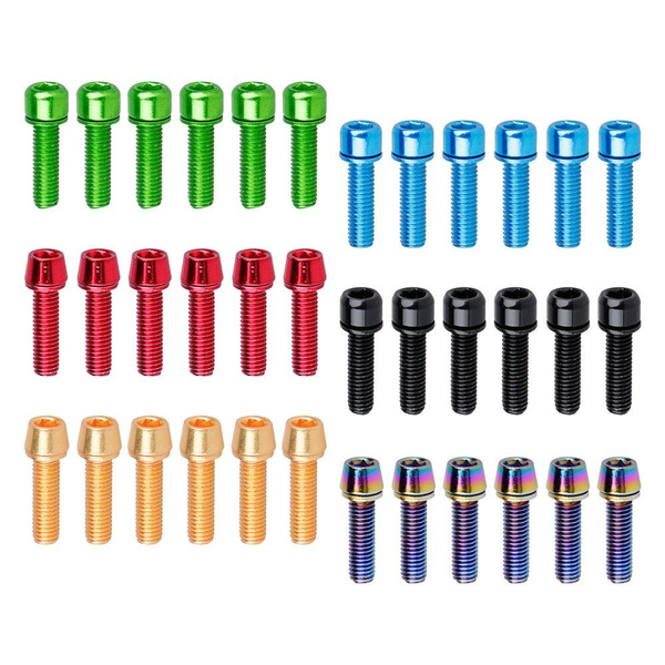 M5 x 18mm Titanium Alloy Bike Stem Bolts Screw with Washers Set Corrosion-resistant MTB Bicycle Stem Parts Easy Installation,Blue Oyria 6 Pcs Ultralight Bicycle Stem Screw