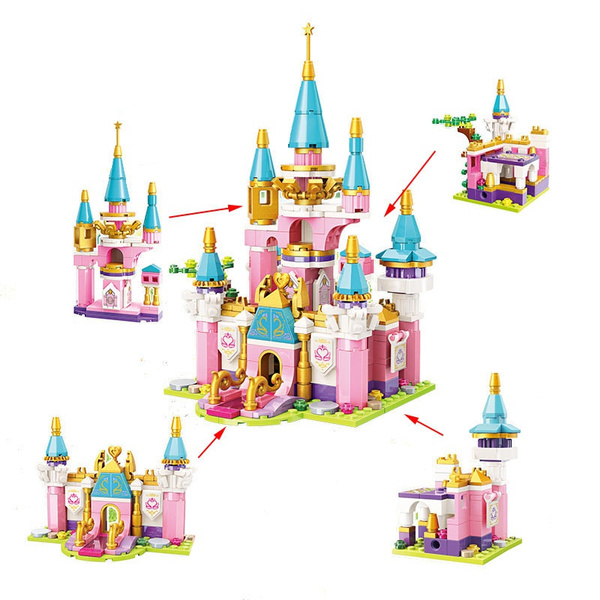 Princess Castle Girl Building Block Toy Flower Ocean Castle 568pcs Pink  Palace Castle Model Brick for Christmas Birthday Gift Without Retail Box