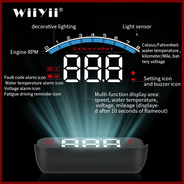 HUD M6s Head Up Display Overspeed Warning Windshield Projector on-board ...