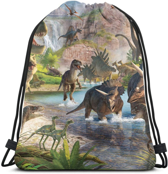 dinosaur drawstring backpack