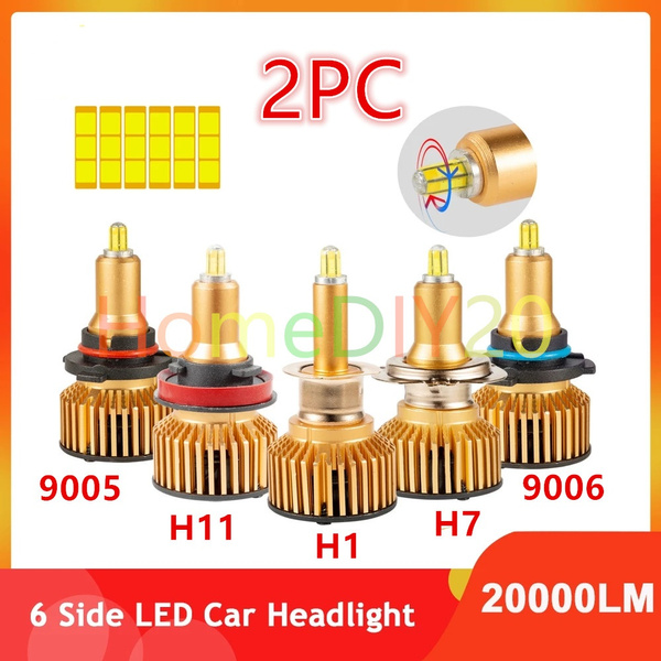 2pcs 6 Side LED car headlight bulb 20000LM H7 360°CSP H1 LED H11 H8 H9 9005  HB3 9006 HB4 9012 6000K Auto Fog Head Lamp