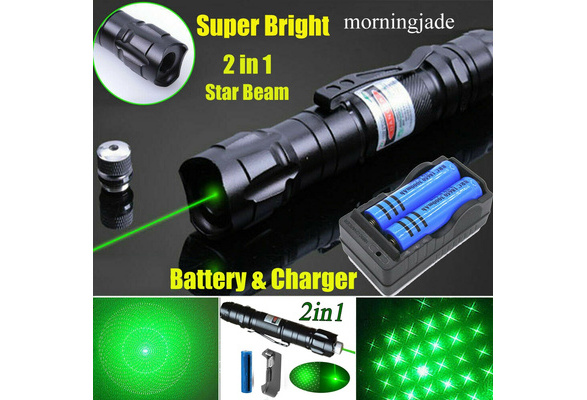 Star Cap Battery Charger 900Miles 532nm Green Laser Pointer Beam Lazer Pen 