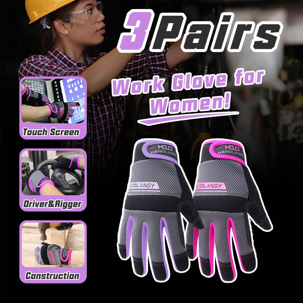 HANDLANDY Utility Work Gloves Women Flexible Yard Working Gloves Touch Screen 