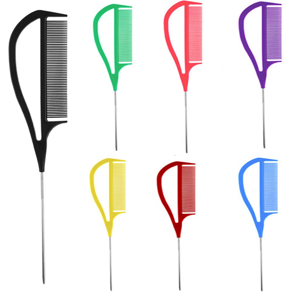 1pc/2pcs Metal Pin Tail Comb Rat Tail Comb For Styling Teasing Wide Tooth  Pick Stylist Braiding Combs