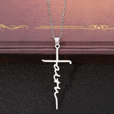 Steel, faith, crossnecklaceforwomen, Cross necklace