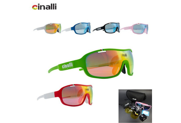 CINALLI Cycling Sunglasses Polarized Eyewear Sports Racing Goggles 4-Lens 