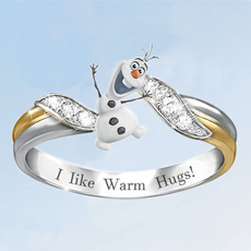 Sterling, snowmanring, DIAMOND, wedding ring