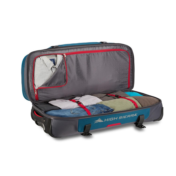 High Sierra Decatur 34" Drop Bottom Wheeled Duffel Bag, Peacock (Open