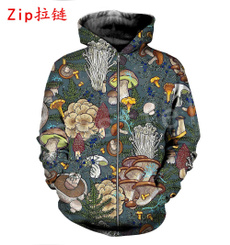 3D hoodies, Fashion, Zip, Mushroom