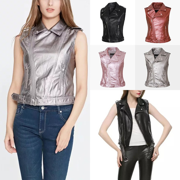 Ladies faux hot sale leather waistcoat