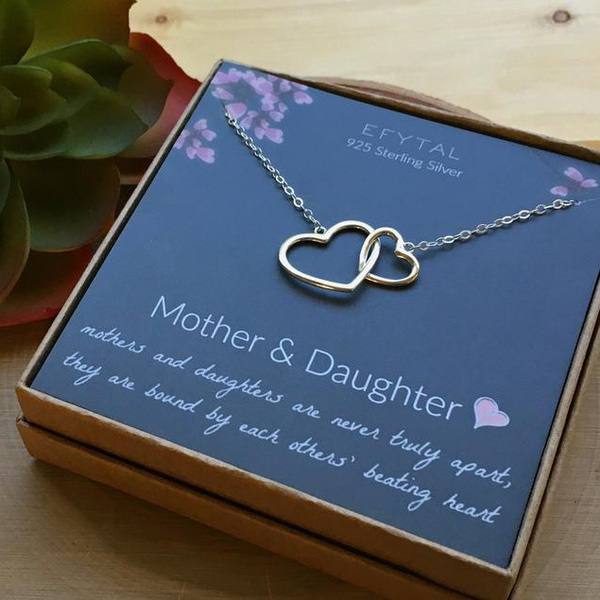 Interlocking Hearts Necklace, Gift to Mom from Daughter