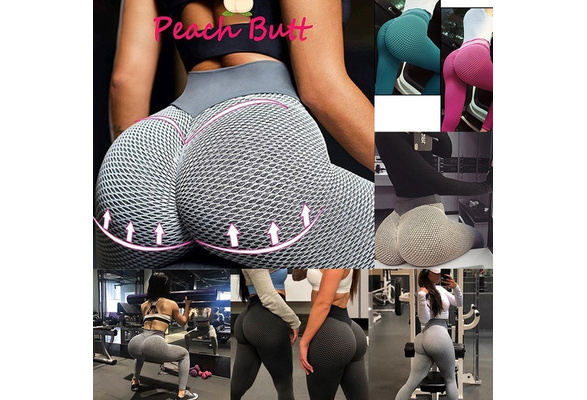 2021 New Women's Peach Hip Pants Yoga Sweatpants High Waist Yoga Pants  Belly Control Stretch Exercise Leggings Texture Booty Leggings