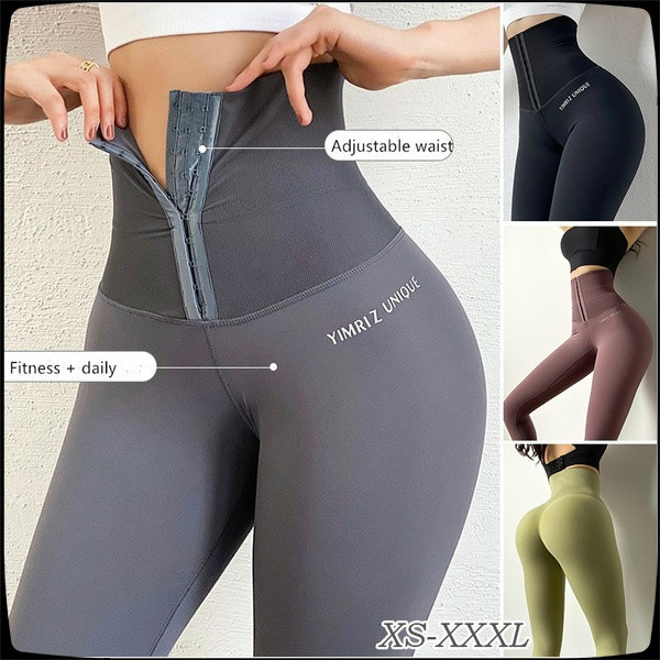 2021 New Adjustable Breasted High Waist Leggings Tights Stretch Pants for  Women Gym Yoga Fitness Sports(Black,Grey,Green,Wine red)