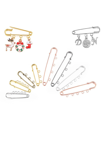 10pcs/lot Safety Pins Brooch Blank Base Brooch Pins 50/80/90mm Pins 3/5  Rings Jewelry Pin for Jewelry Making Supplies Accessorie