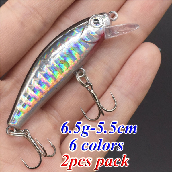 2PCS Small Minnow Fishing Lures Bass Crank Bait Sinking Artificial Hard Fish  Lures Freshwater Fishing Tackle 6.5g-5.5cm