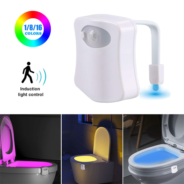 Toilet Bowl Night Light Gadget Funny LED Motion Sensor Presents for Seat Novelty 