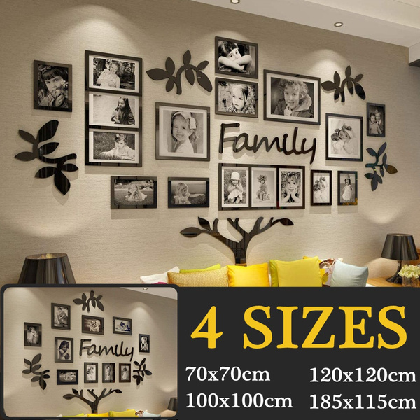 3d Large Size Home Family Photo Frame Tree Patter Picture Collage Wall Art Diy Sticker Hanging Decor Wish - Home Design Wall Frames