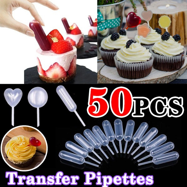 50pcs/Set 4ml Cupcake Pipettes Plastic Squeeze Transfer Dropper for
