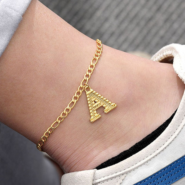 1Pcs Women Ankle Bracelets Initial Anklet Mariner Chain Letter Anklet ...