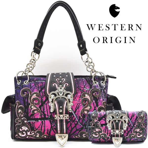 Colorful Owl Western Summer Fashion Purse Concealed Carry Handbags Women  Country Shoulder Bag Wallet Set (Black Set): Handbags: Amazon.com