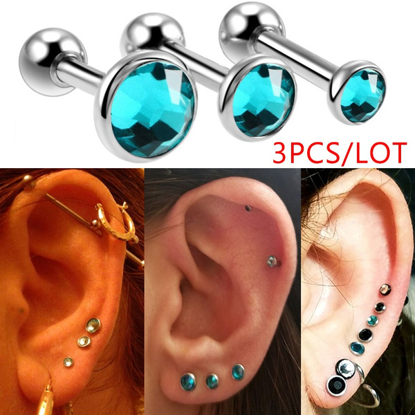 Stainless Steel Earring Stud Cartilage Tragus Bar Helix Upper Ear Clip  Crystal 1 | eBay