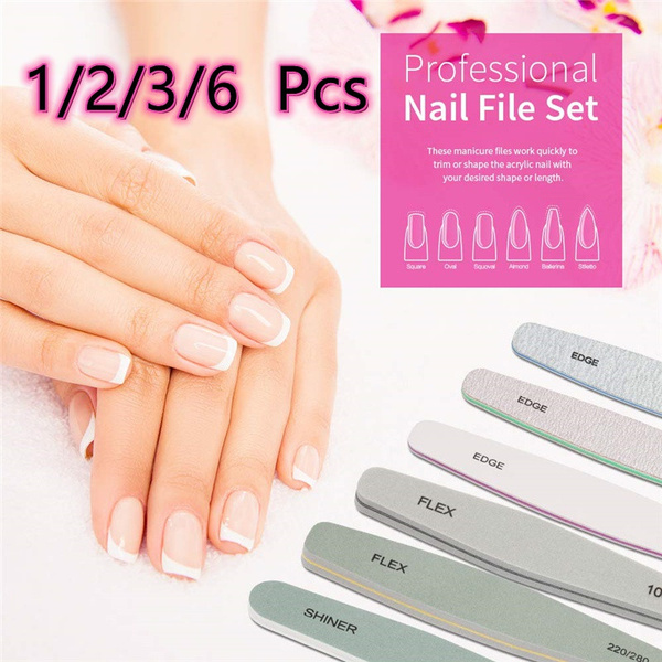 1/2/3/6 Pcs Nail File Gel nail file Set Professional Nail Buffer File Block  Natural Manicure File Nail Polisher Washable Double Sided Grit | Wish