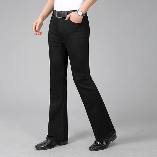 Men Bell Bottom Jeans Black Flared Denim Pants Vintage 60s 70s