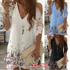 Summer, short sleeve dress, Lace, Dress