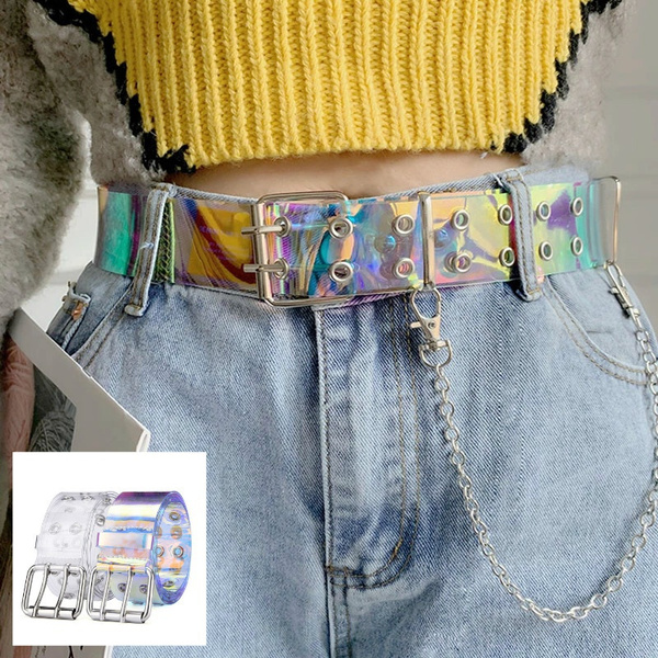 2020 Two Row PVC Clear Belt for Women 