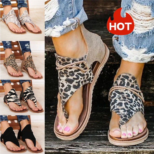 flip flops leopard print