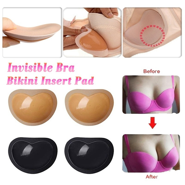 1Pair Heart Shape Silicone Bikini Push Up Bra Inserts Removable