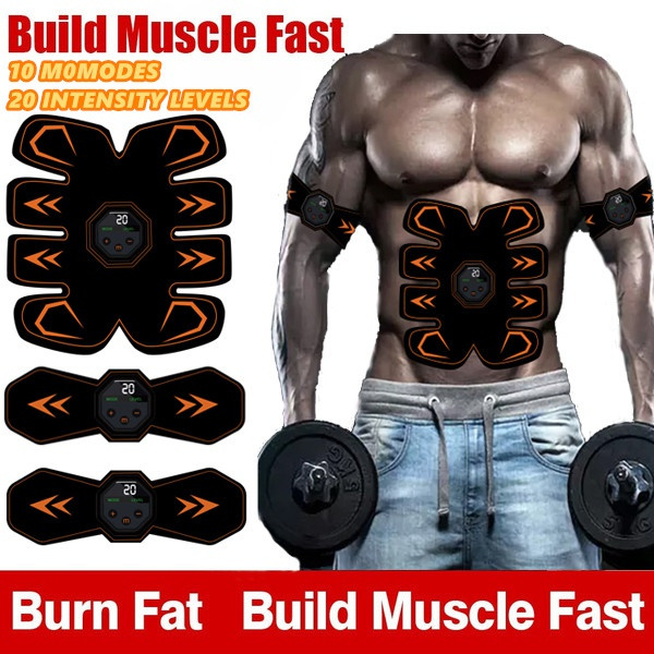 10 SPORTS MODE AND 20 INTENSITY LEVELS EMS Abdominal Belt  Electrostimulation ABS Muscle Stimulator Hip Muscular Trainer Toner Home  Gym Fitness Equipment Women Men(4 Size You Can Choose:1pc Arm/2pcs Arms/1pc  Abdominal/1full Set