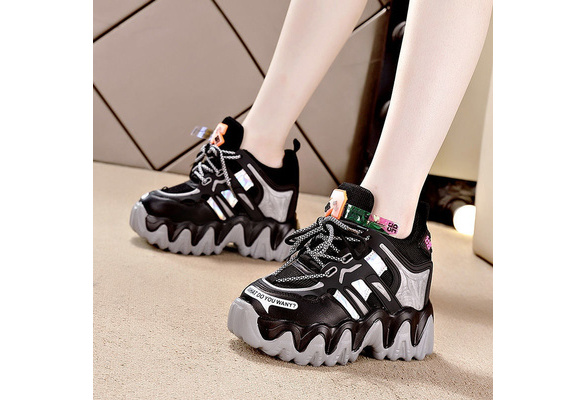 Fashion Women Shoes Dad Chunky Sneakers Women Luxury Comfortable Thick Sole  Ladies Platform Wave Bottom Trainers Female