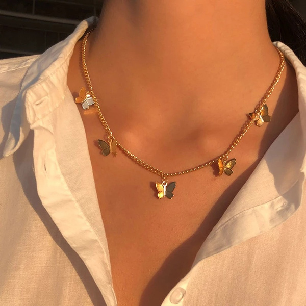 Aventurero mañana energía Gold Chain Butterfly Pendant Choker Necklace Women Statement Collares  Bohemian Beach Jewelry Gift Collier Cheap | Wish