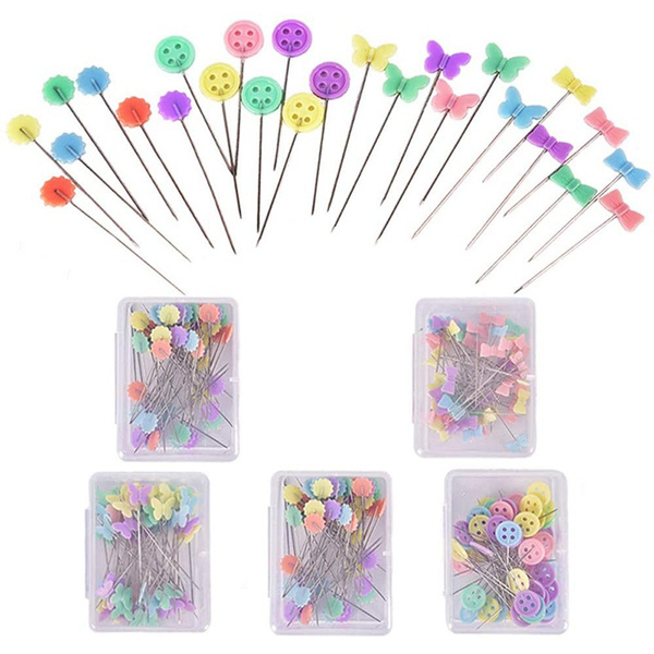 100 Pieces Flat Head Straight Pins, Flower Head Sewing Pins Quilting Pins  for Sewing DIY Projects Dressmaker Jewelry Decoration, Assorted Colors