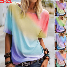 Summer, camiseta, Necks, rainbow