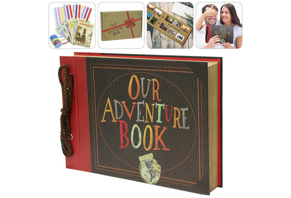 Two Patterns Our My Adventure Book Album with Box Vintage Handmade Pixar  DIY Travel Photo Foto Scrapbook Photo Office Home School Business Writing  Gift Record Life