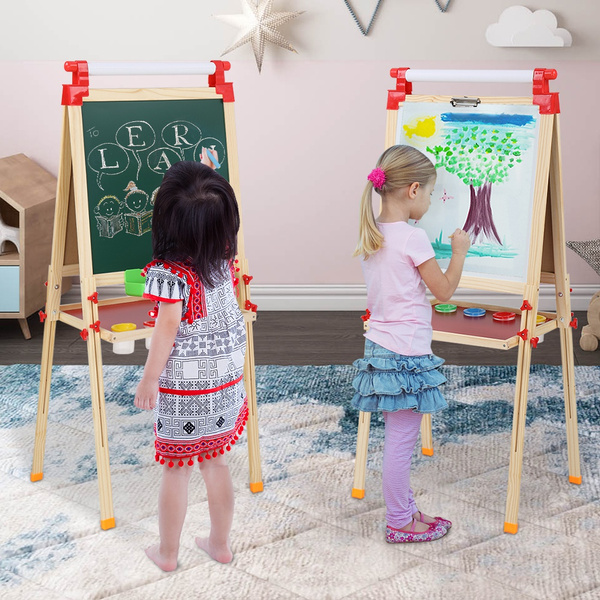 Children's Easel 2 In 1 Children's Wooden Easel Doublesided Black and White Board Art