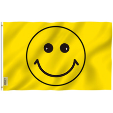 Polyester, Yellow, 3x5footyellowhappyfaceflag