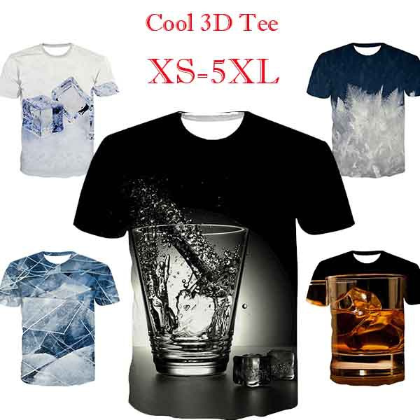 Men and Women Water Drop 3D Effect T-Shirt