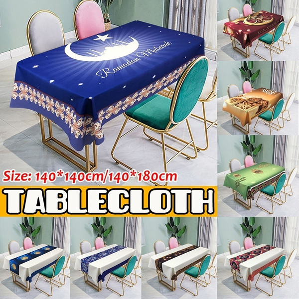 140*180CM Eid Mubarak Ramadan Muslim Dining Table Cloth Cover Waterproof Home 