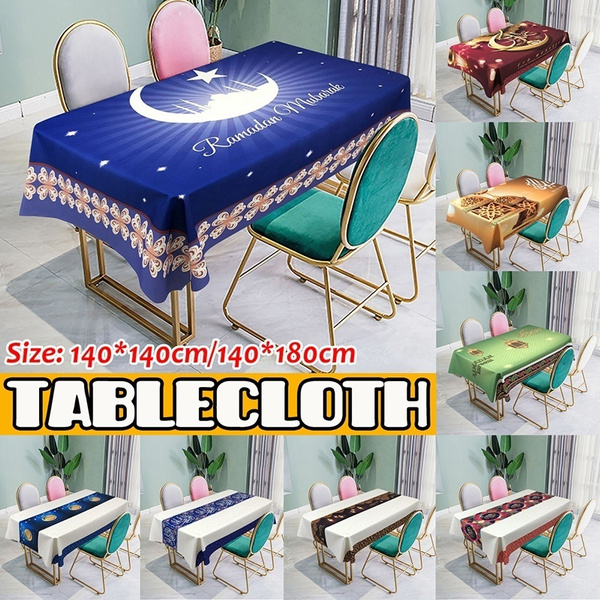 140*180CM Eid Mubarak Ramadan Muslim Dining Table Cloth Cover Waterproof Home 140*180CM Eid Mubarak Ramadan Muslim Dining Table Cloth Cover Waterproof Home